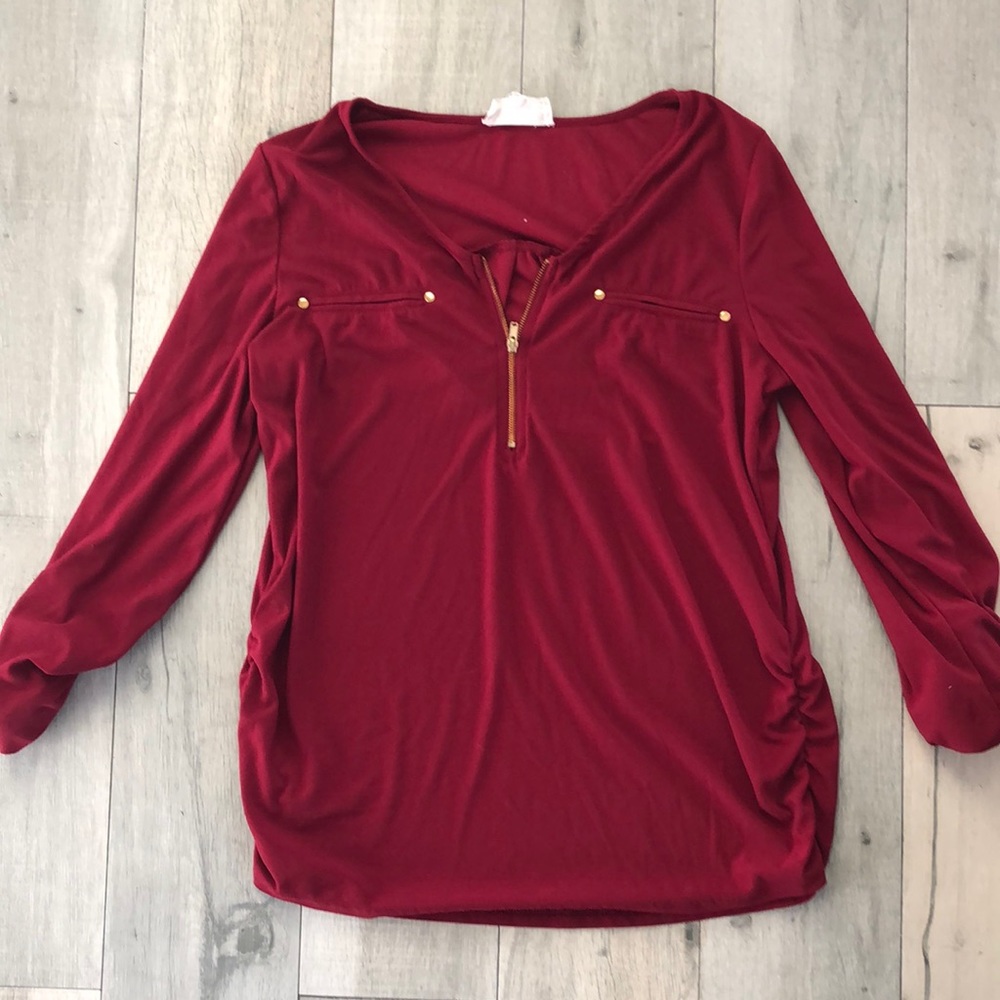 Red maternity blouse